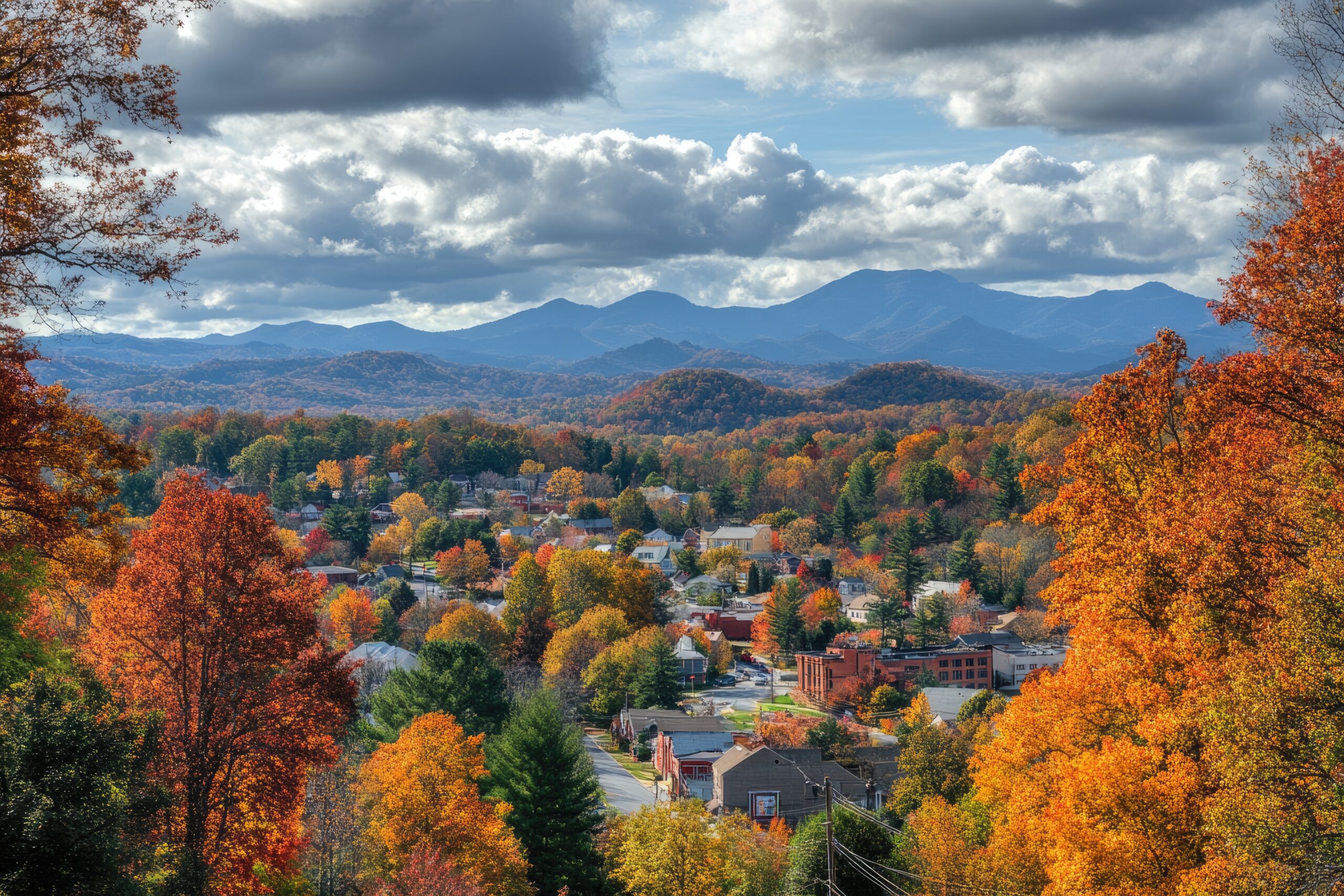 ashville, north carolina, usa skyline. cityscape in blue ridge mountains