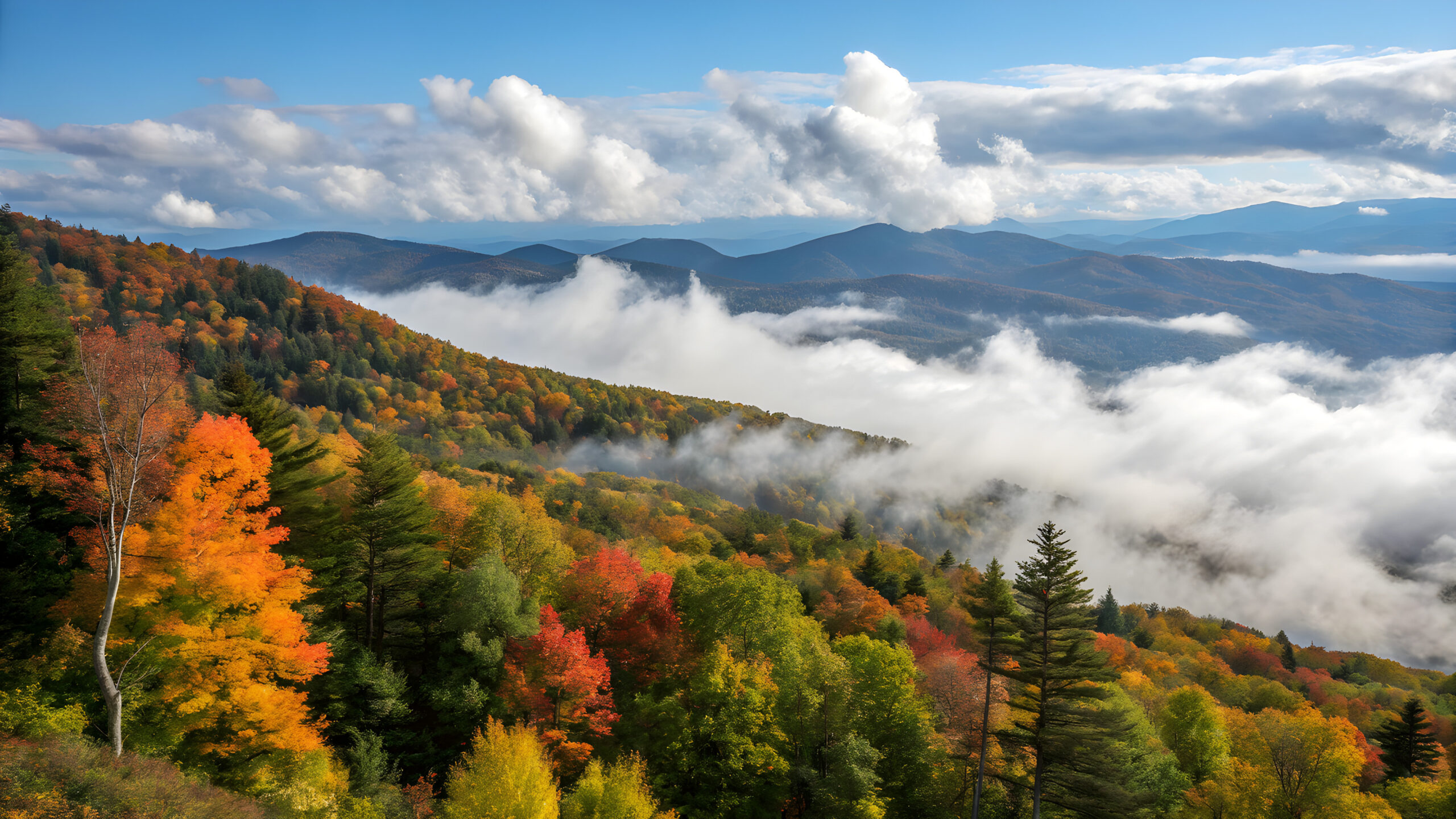 a stunning view of autumn leaves in the great smoky mountains, north carolina, highlighting the season's colorful transformation
